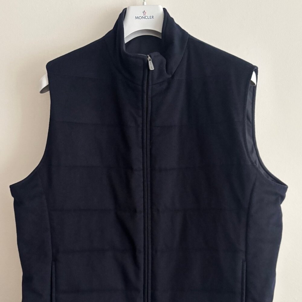 $4500 Loro Piana Storm System Reversible Navy Cashmere Nylon Vest - XXL